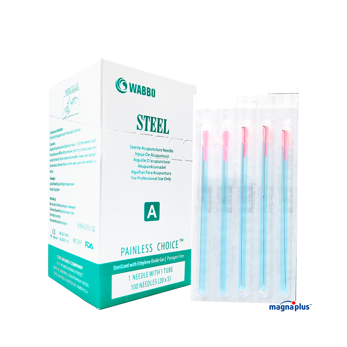 Agujas para Acupuntura Acero Marca: WABBO 100 Piezas