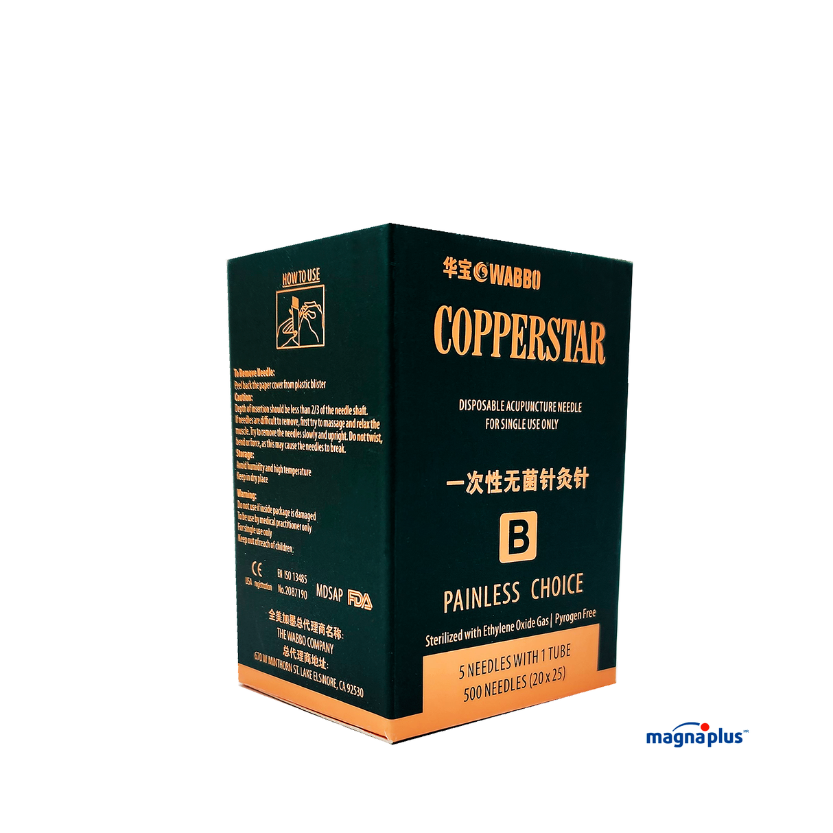 Aguja de cobre para Acupuntura Marca: WABBO COPPERSTAR con 500pzas