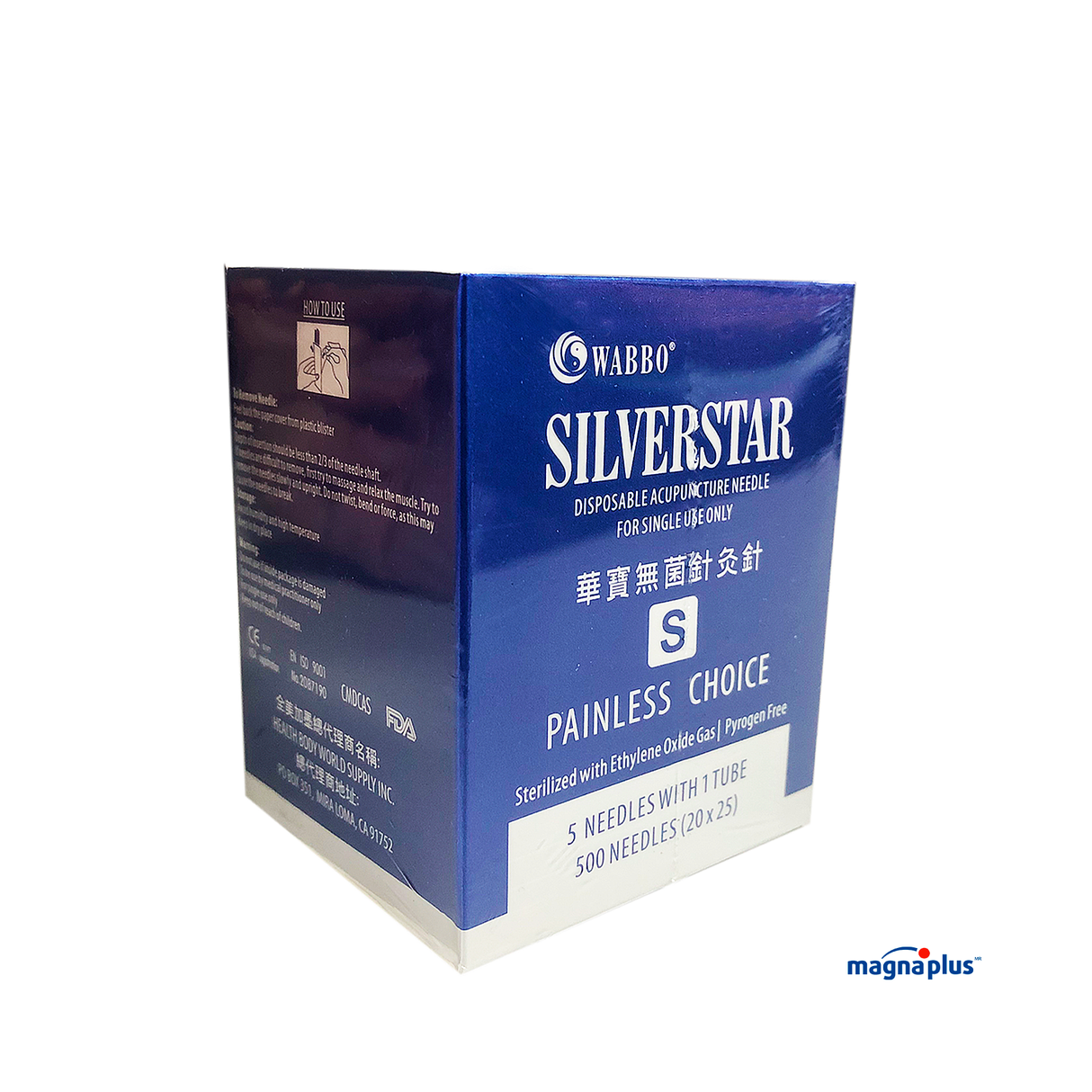 Agujas para Acupuntura de Plata Marca: WABBO SILVER STAR S con 500 piezas