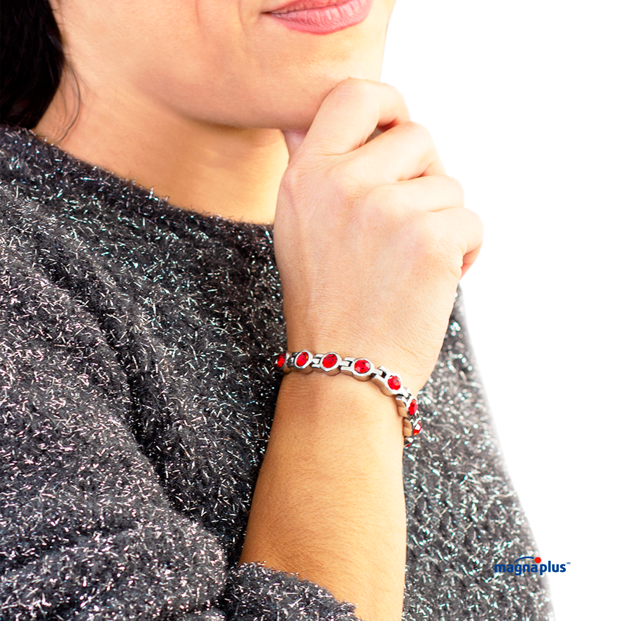 Pulsera Magnética Swarovski roja