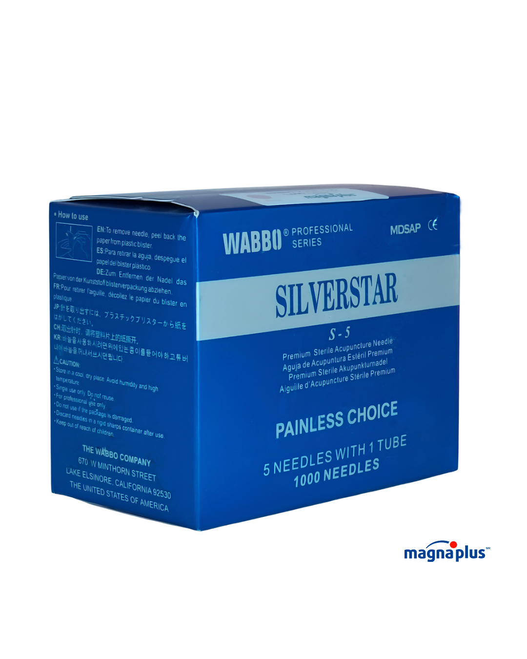 Agujas para Acupuntura de Plata Marca: WABBO SILVER STAR S-5 con 1,000 piezas