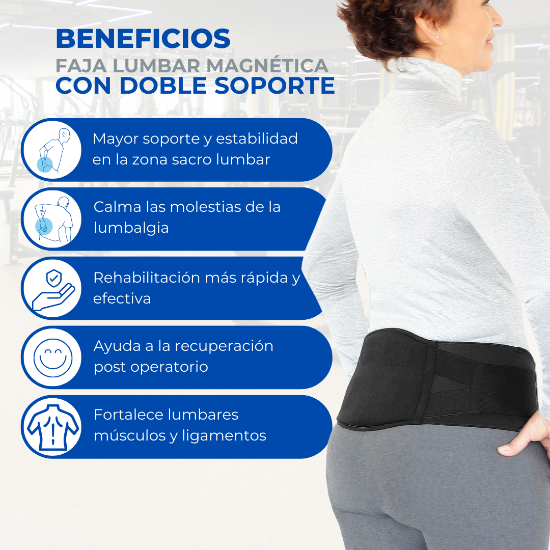 Faja Lumbar Magnética con doble soporte| Fortalece tu Espalda