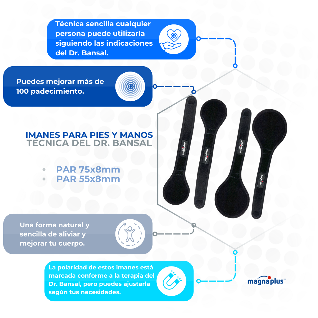 Par de Imanes para pies y manos de la Técnica del Dr. Bansal