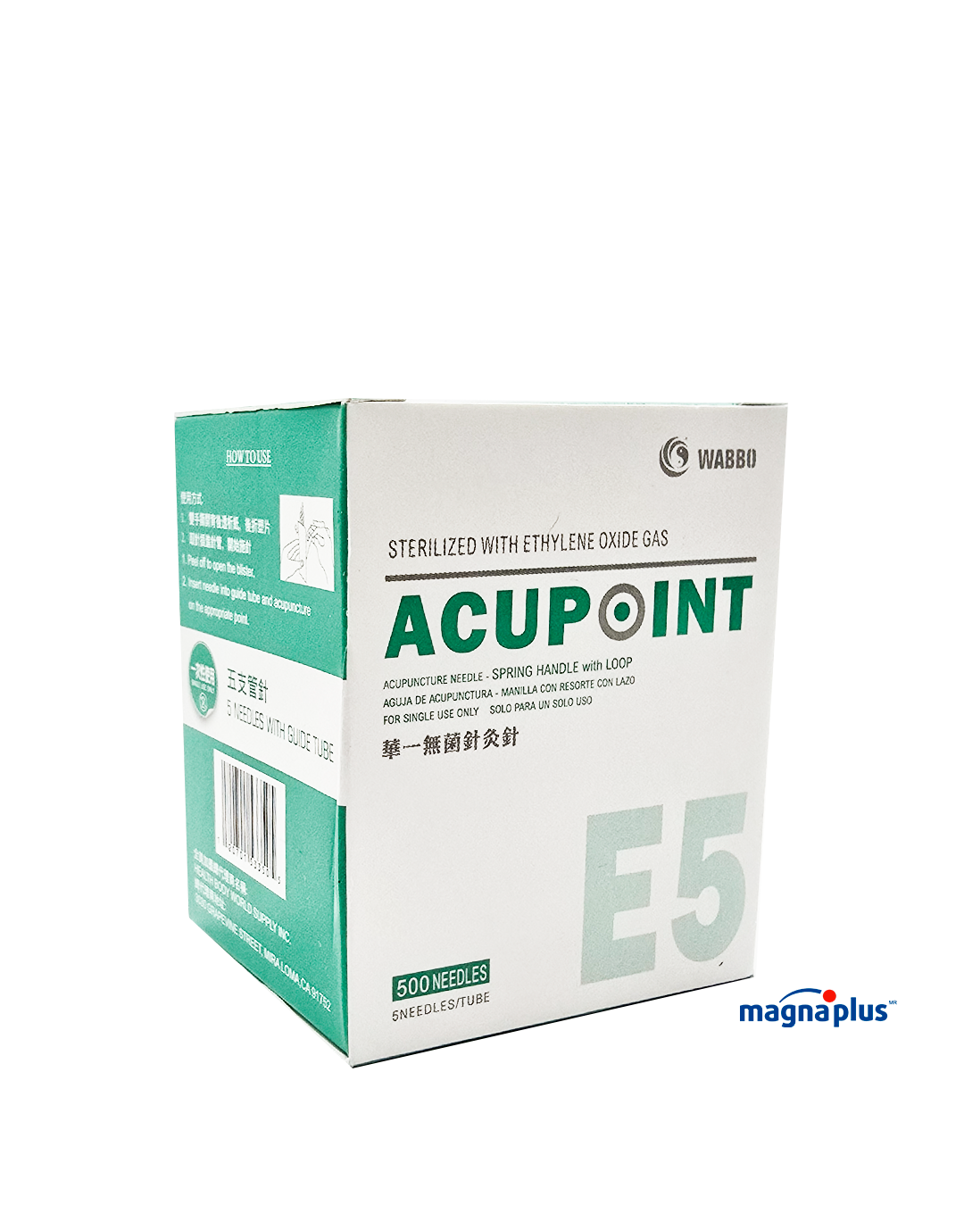 Agujas para Acupuntura  Acero  Marca: WABBO ACUPOINT E5 500 piezas