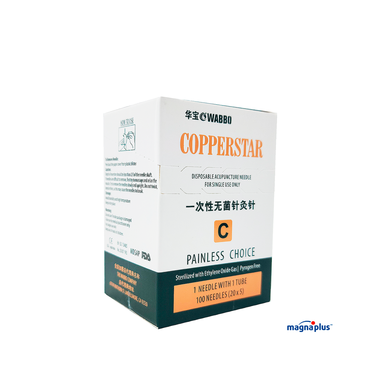 Agujas  de cobre para Acupuntura Marca: WABBO  COPPERSTAR    con  100 pzas