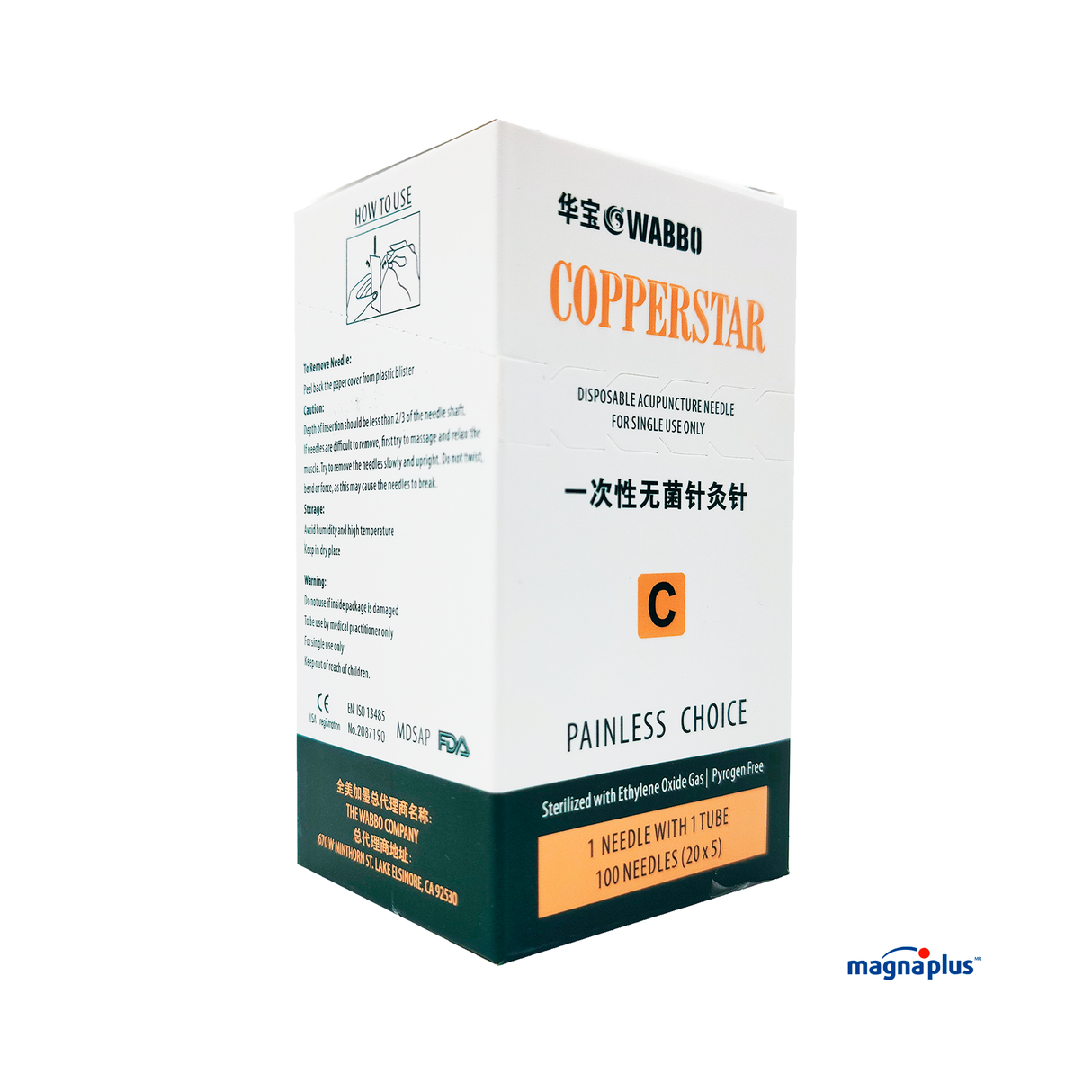 Agujas  de cobre para Acupuntura Marca: WABBO  COPPERSTAR    con  100 pzas