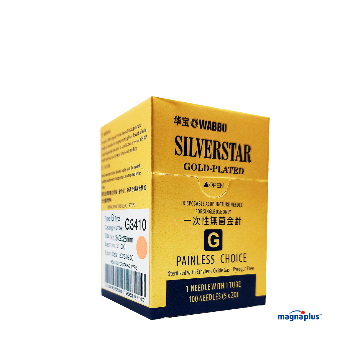 Agujas para Acupuntura de  Oro  Marca:  WABBO  SILVERSTAR  G  Gold Plated