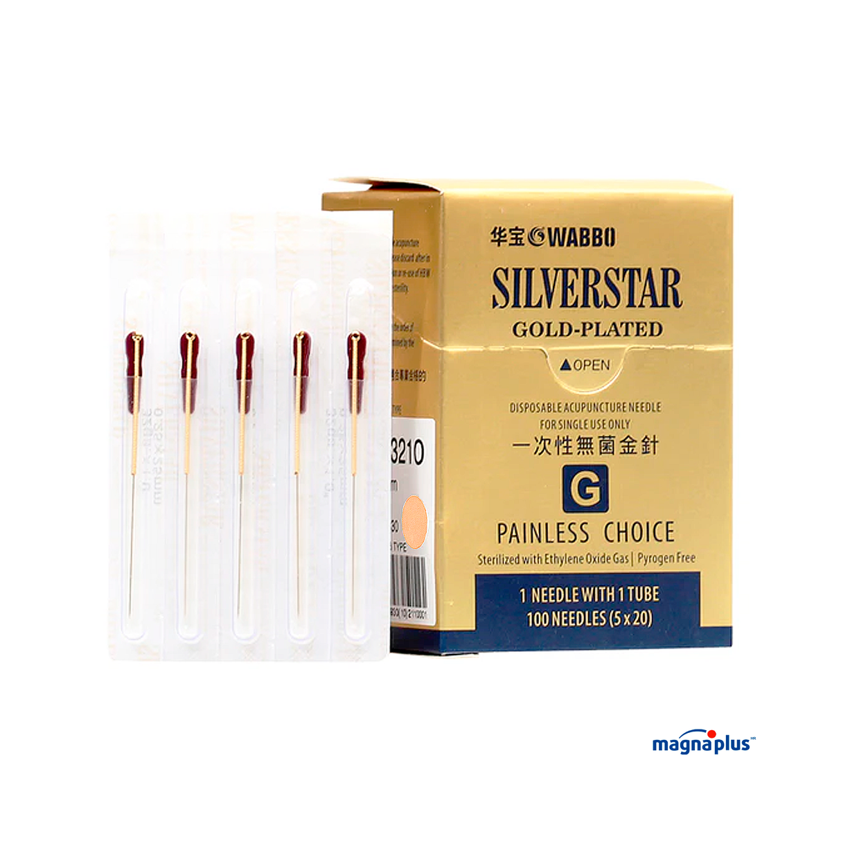Agujas para Acupuntura de  Oro  Marca:  WABBO  SILVERSTAR  G  Gold Plated