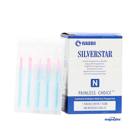 Agujas  para Acupuntura  de Plata Marca: WABBO SILVERSTAR  N  con 100 piezas