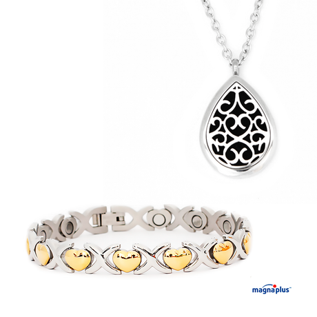 Kit  magnético Pulsera Corazón  y  Dije  Gota I