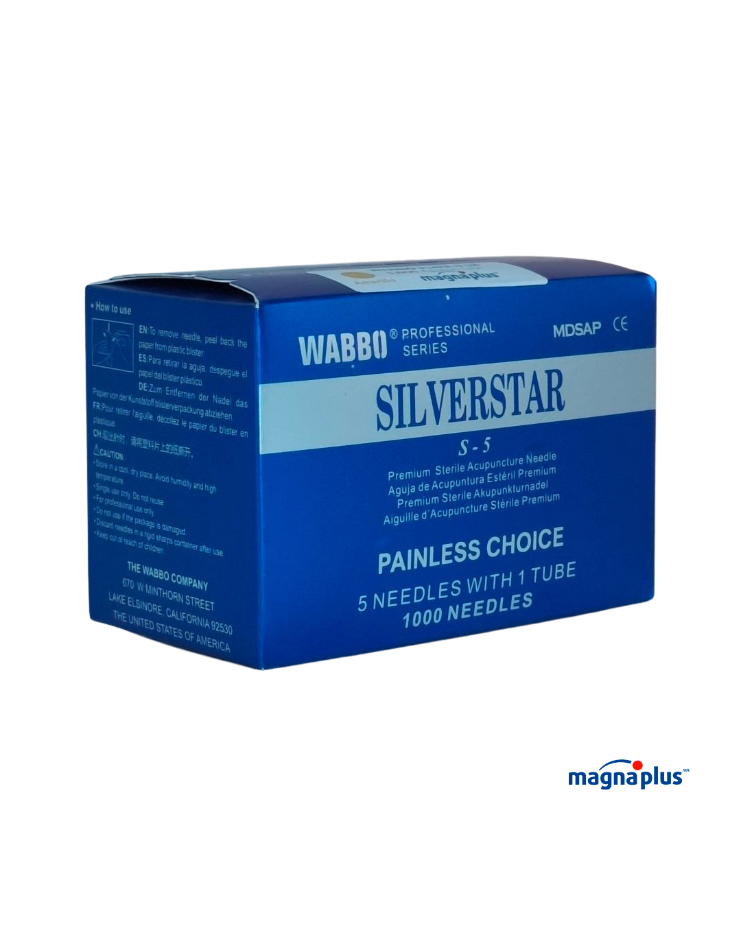 Agujas para Acupuntura  de Plata Marca: WABBO SILVER STAR  S-5  con 1,000  piezas