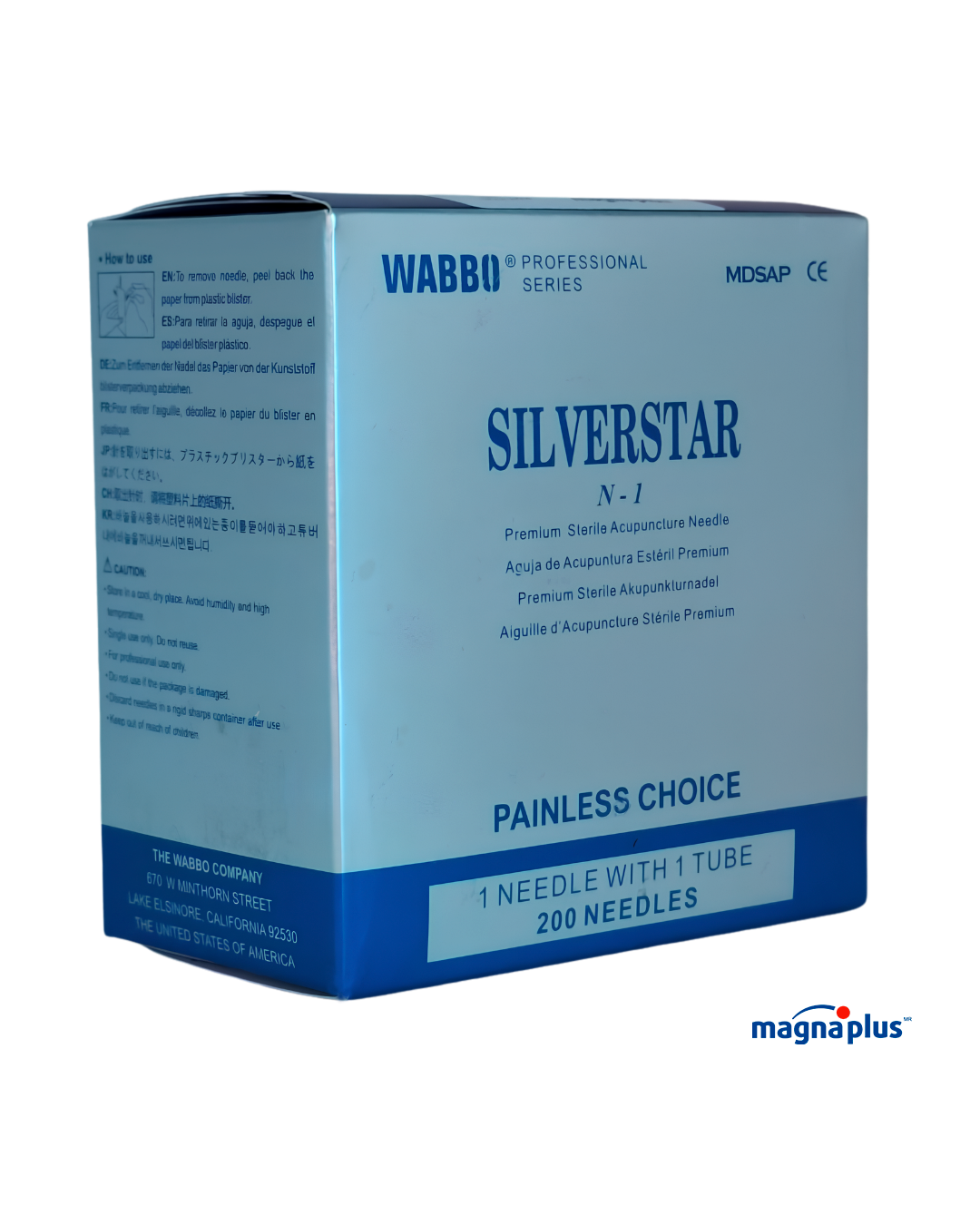 Agujas  para Acupuntura  de Plata Marca: WABBO SILVERSTAR  N - 1 con 200 piezas