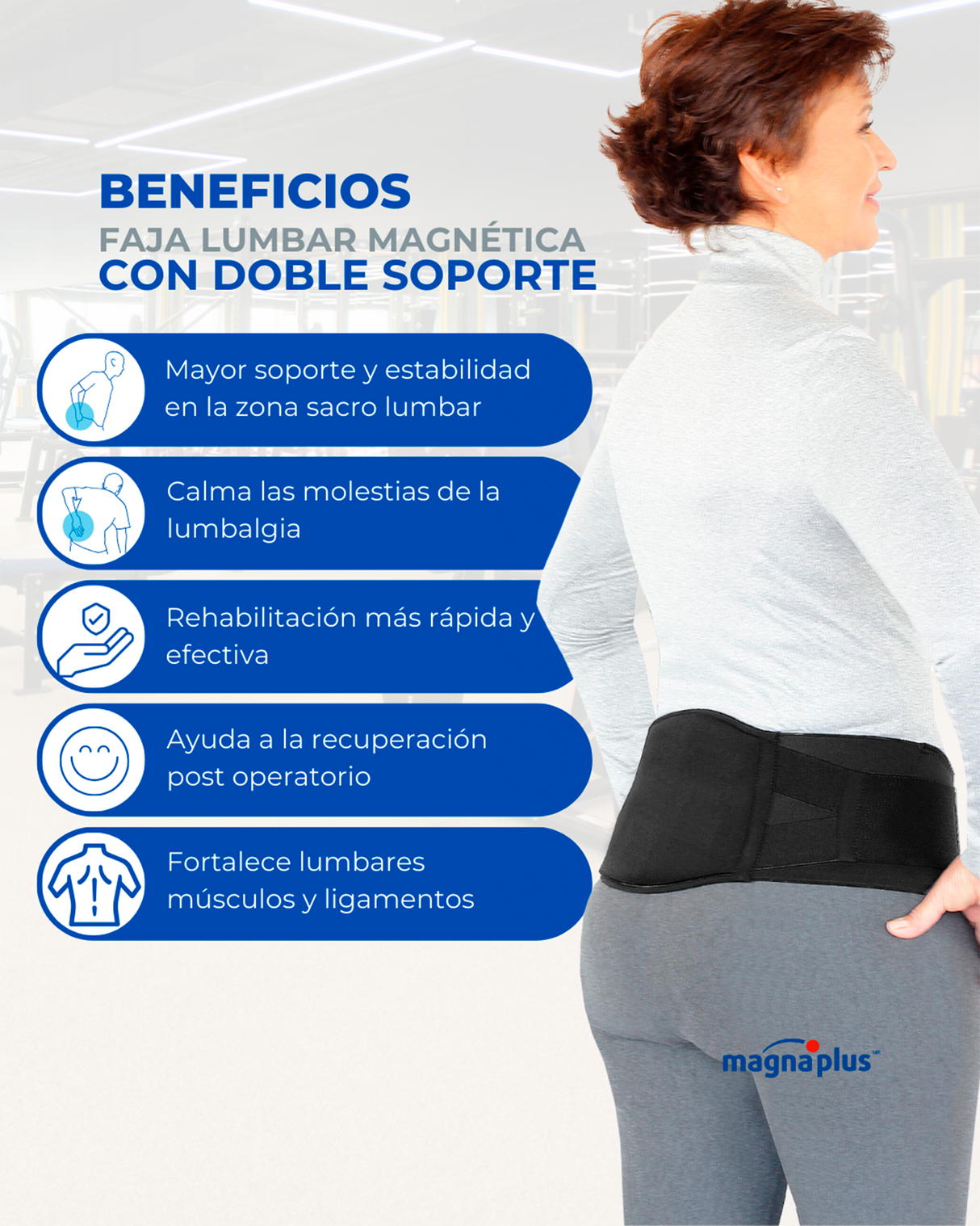 Faja Lumbar Magnética con doble soporte| Fortalece tu Espalda