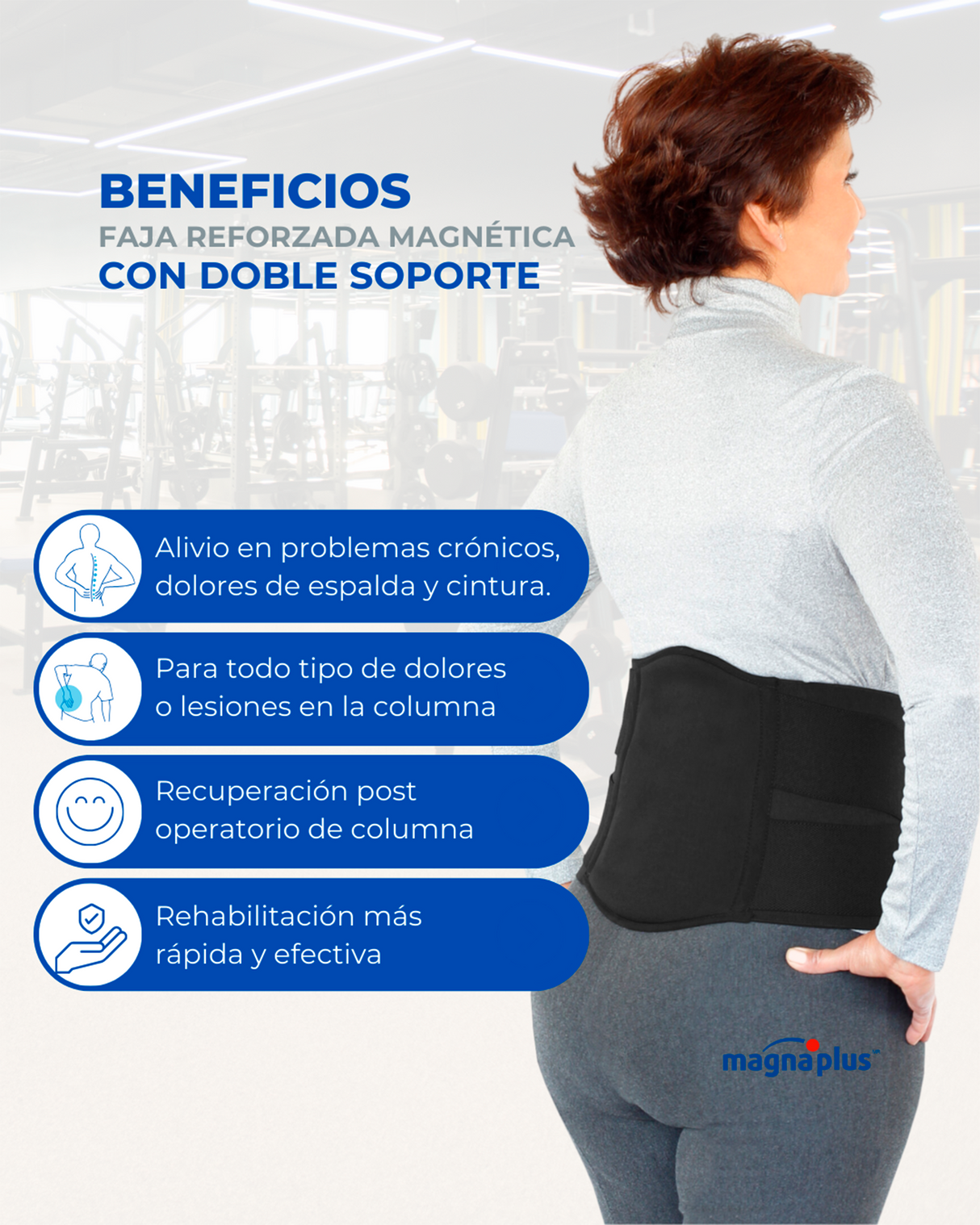 Faja Magnética  Reforzada doble soporte |  Problemas Crónicos