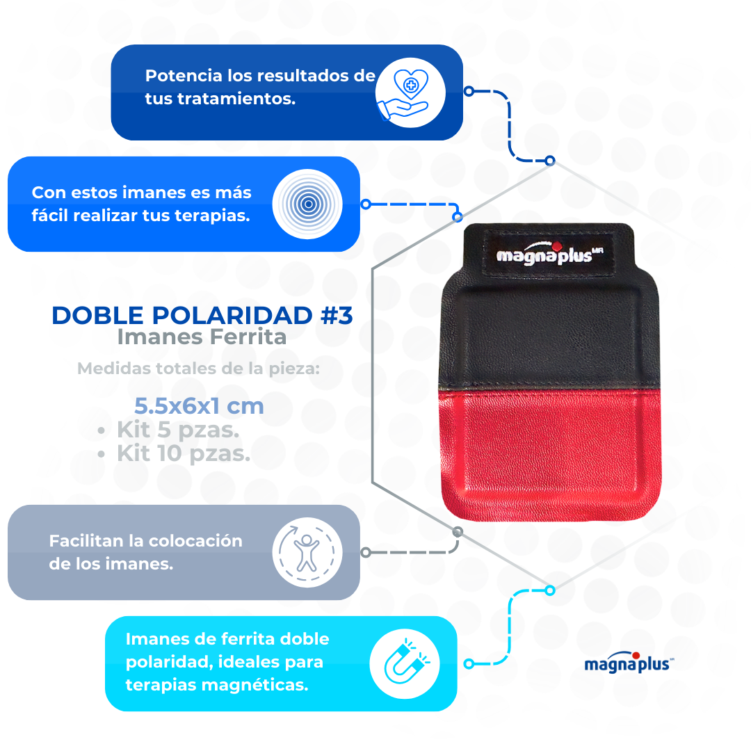 Imán doble polaridad N°3 -En 5 y  10 pzas.