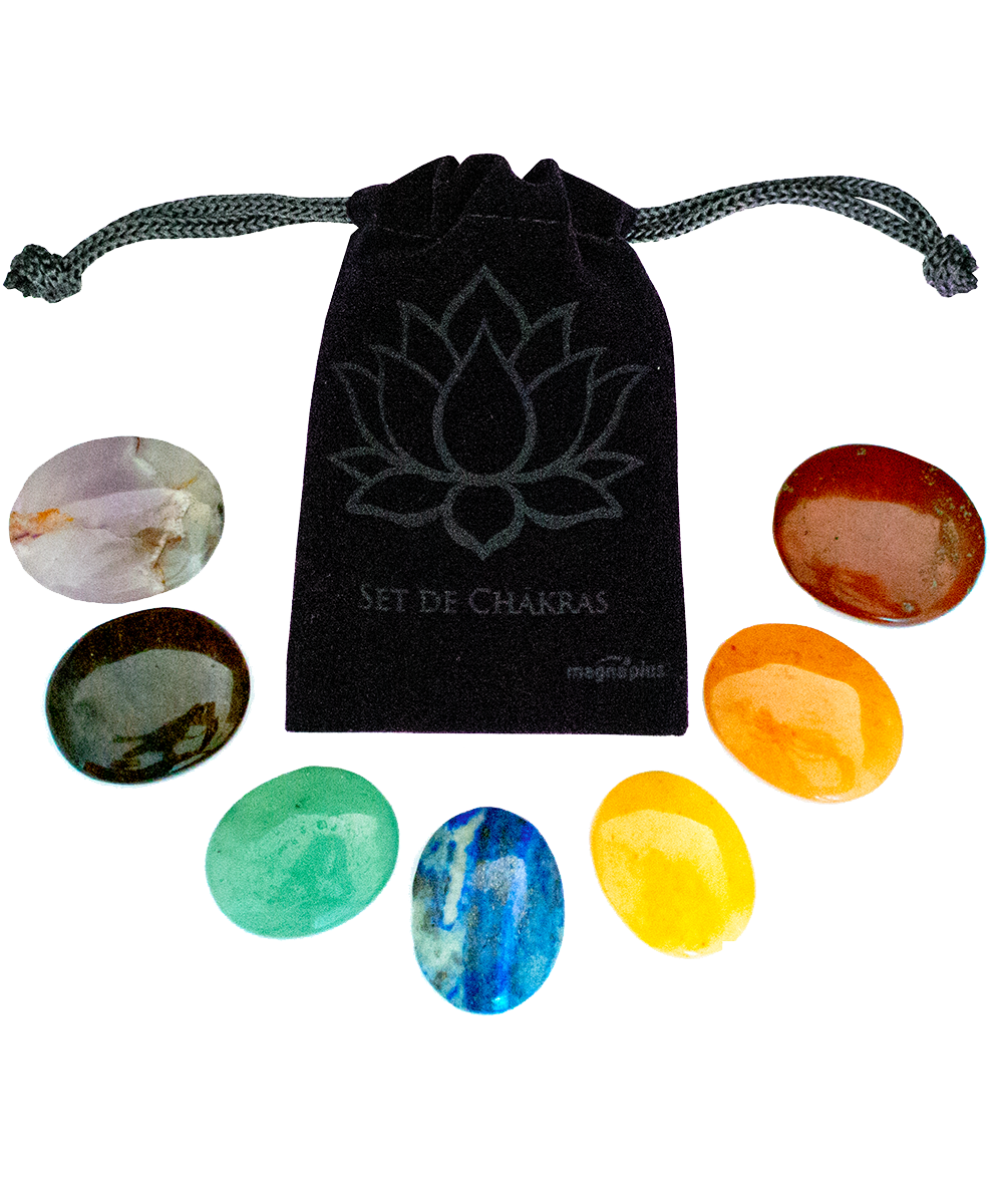 Set de 7 piedras semipreciosas ovaladas para Chakras - Magnaplus 