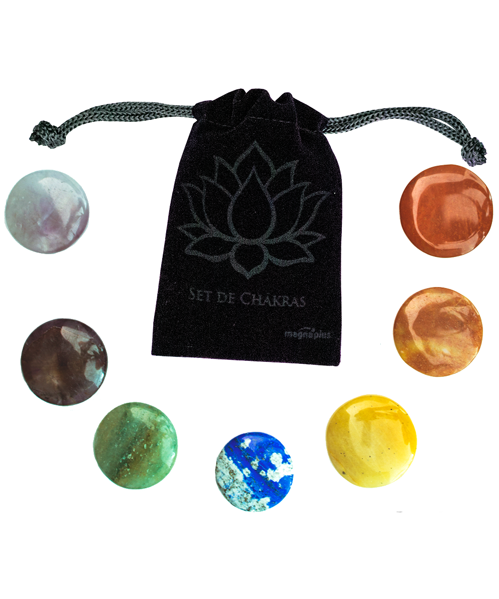 Set de 7 piedras semipreciosas ovaladas para Chakras - Magnaplus 